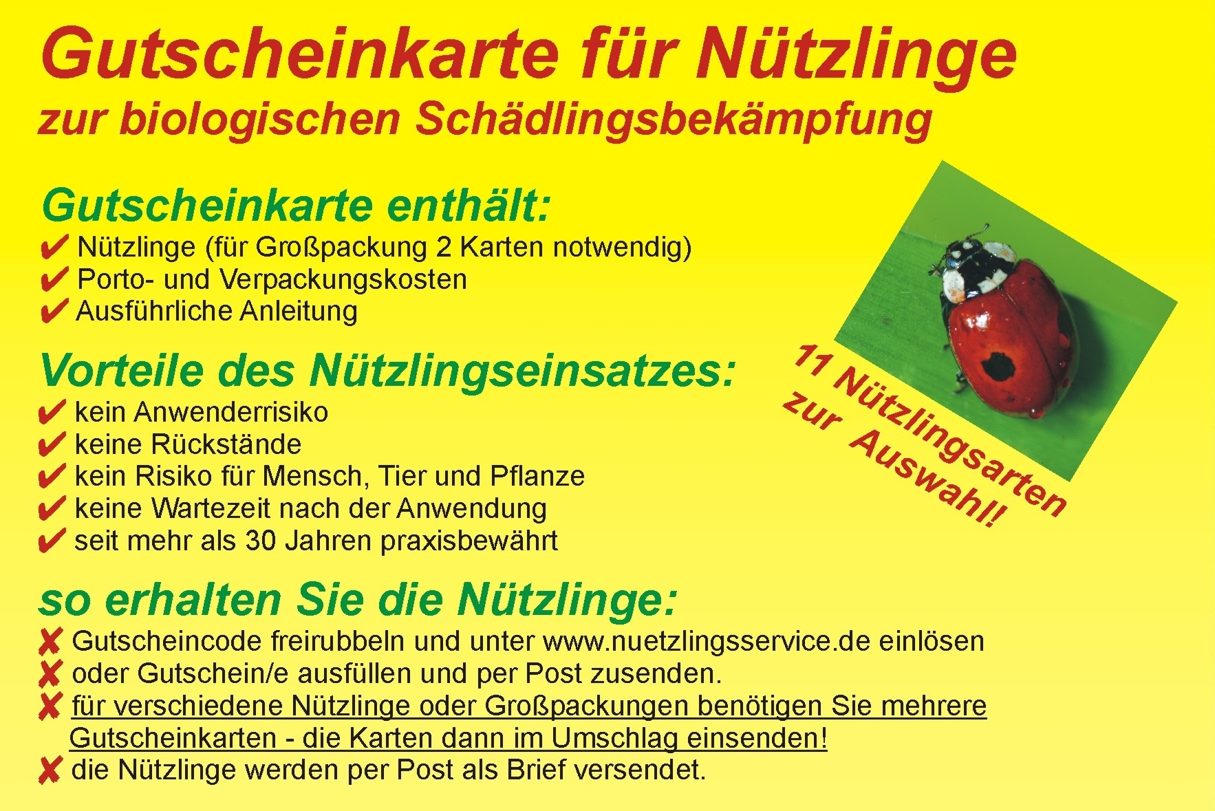 Gutscheinkarte für Nützlinge 
